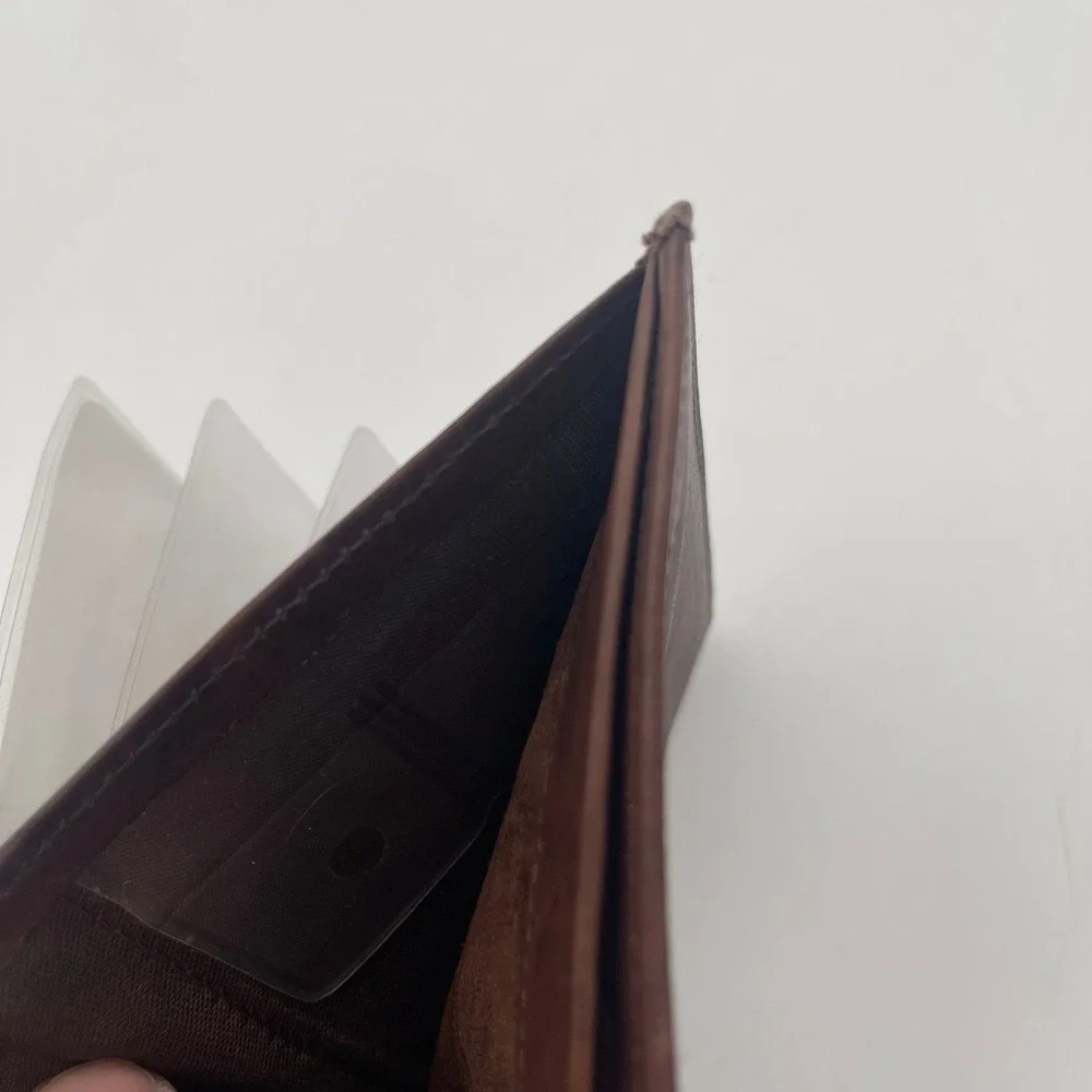 Handcrafted Genuine Leather Bifold Wallet Brown with ID Window Insert